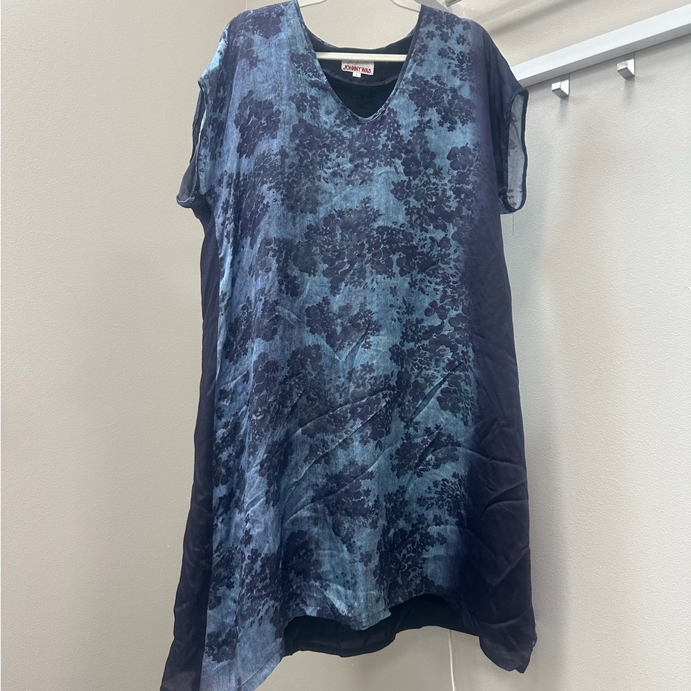 Johnny Was Silk Boho Tunic Dress Large Lightweight Silk Dress